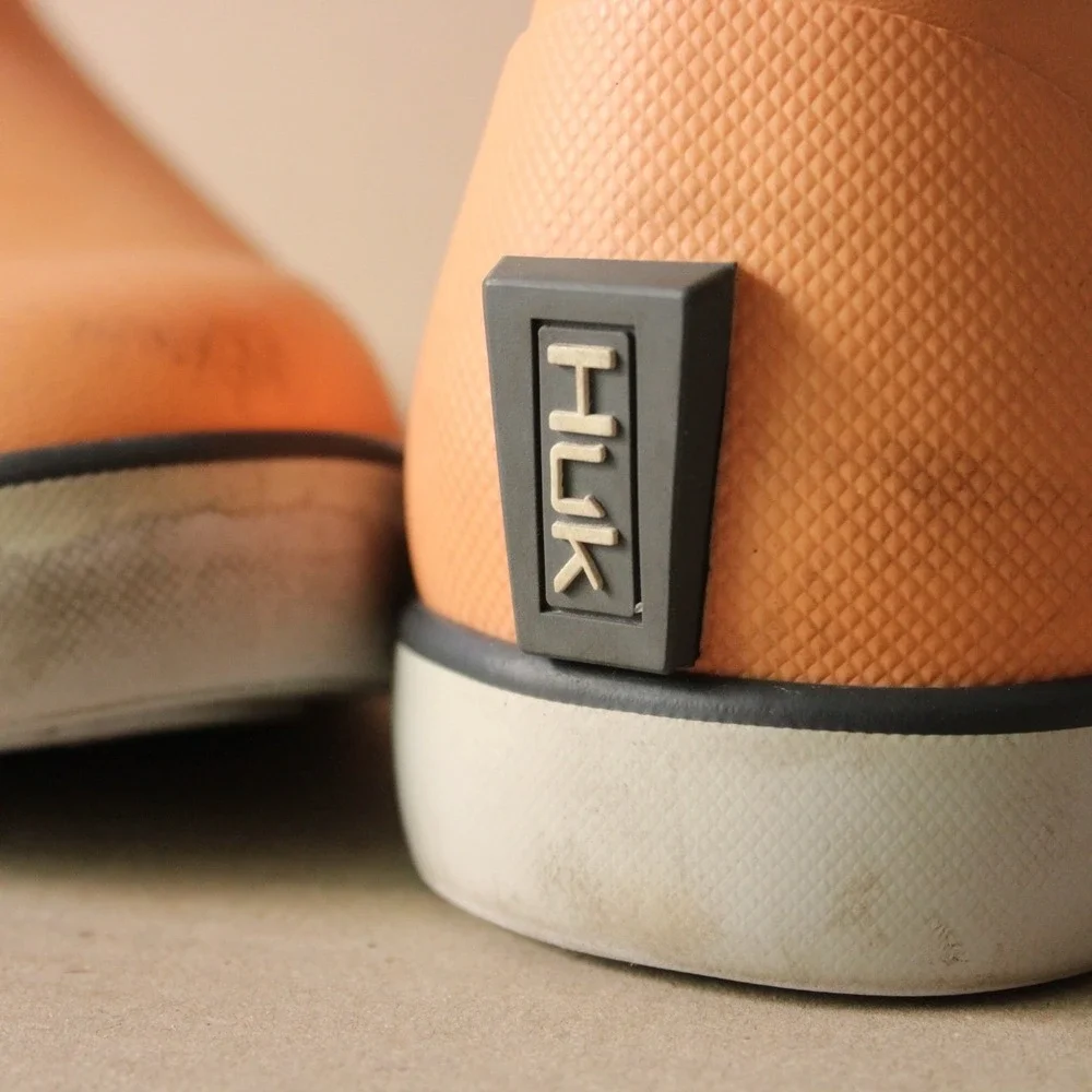 Huk Rogue Wave Deck Boots Mens Sz 9 Orange Ankle Fishing Waterproof Rubber Heavy